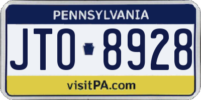 PA license plate JTO8928