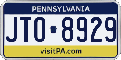 PA license plate JTO8929