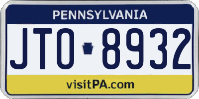 PA license plate JTO8932