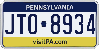 PA license plate JTO8934