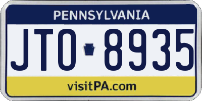 PA license plate JTO8935
