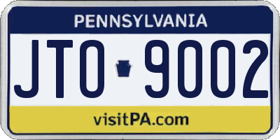 PA license plate JTO9002
