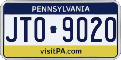 PA license plate JTO9020