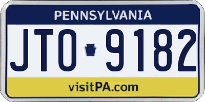 PA license plate JTO9182