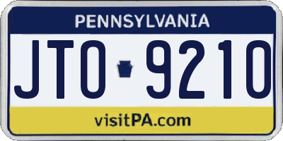 PA license plate JTO9210