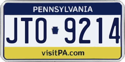 PA license plate JTO9214