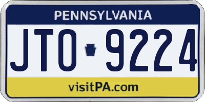 PA license plate JTO9224
