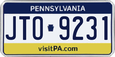 PA license plate JTO9231