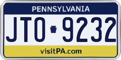 PA license plate JTO9232