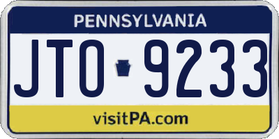 PA license plate JTO9233