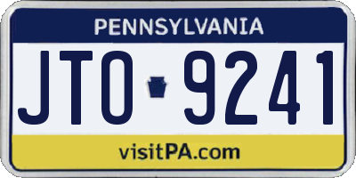 PA license plate JTO9241