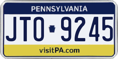 PA license plate JTO9245