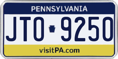 PA license plate JTO9250