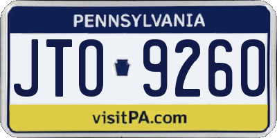 PA license plate JTO9260