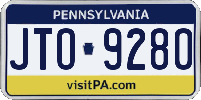 PA license plate JTO9280