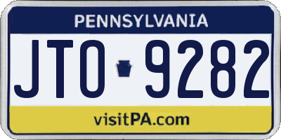 PA license plate JTO9282