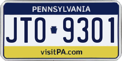 PA license plate JTO9301