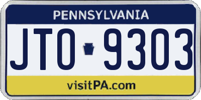 PA license plate JTO9303