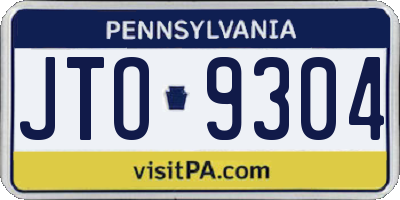 PA license plate JTO9304
