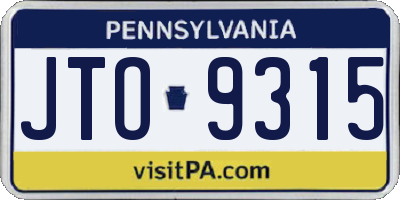 PA license plate JTO9315