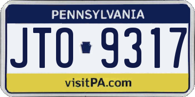 PA license plate JTO9317