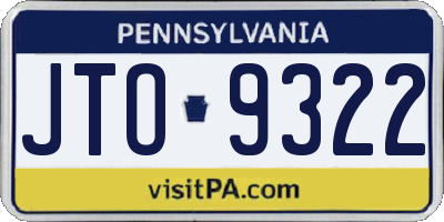 PA license plate JTO9322