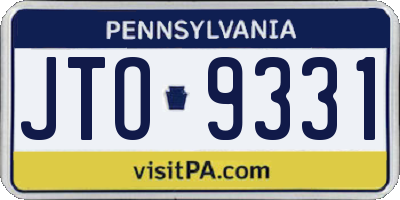 PA license plate JTO9331