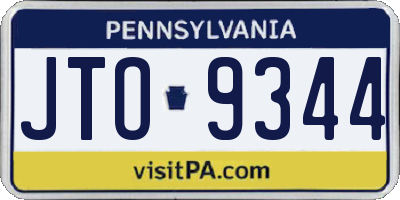 PA license plate JTO9344