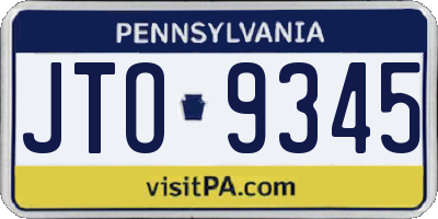 PA license plate JTO9345