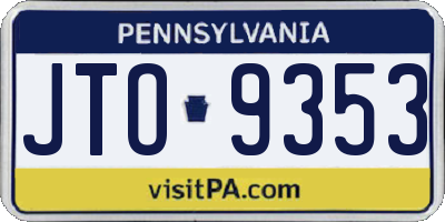 PA license plate JTO9353