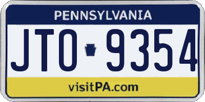 PA license plate JTO9354