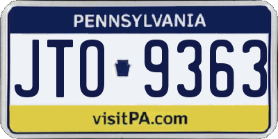 PA license plate JTO9363
