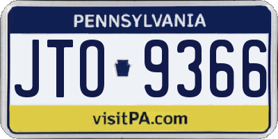 PA license plate JTO9366