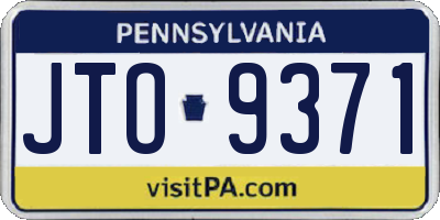 PA license plate JTO9371