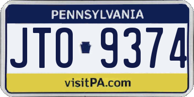 PA license plate JTO9374