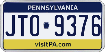 PA license plate JTO9376