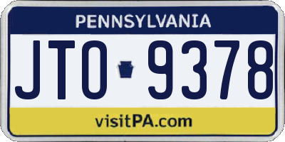 PA license plate JTO9378