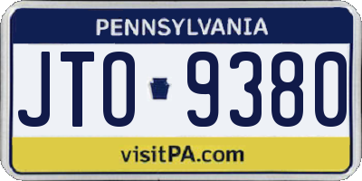 PA license plate JTO9380