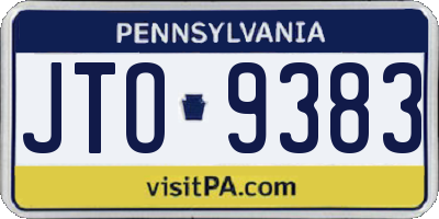 PA license plate JTO9383