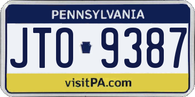 PA license plate JTO9387