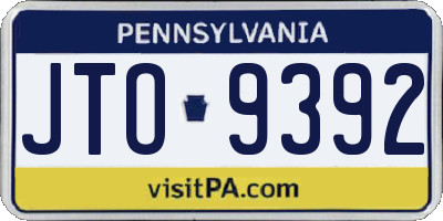PA license plate JTO9392