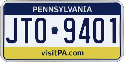 PA license plate JTO9401
