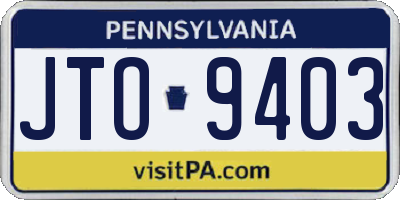 PA license plate JTO9403