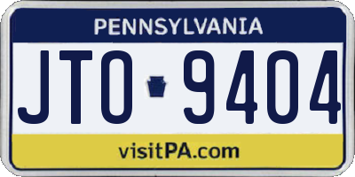 PA license plate JTO9404