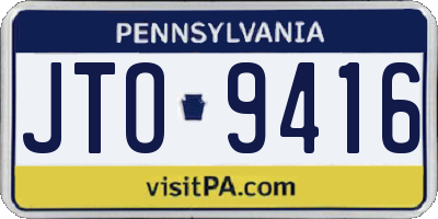 PA license plate JTO9416