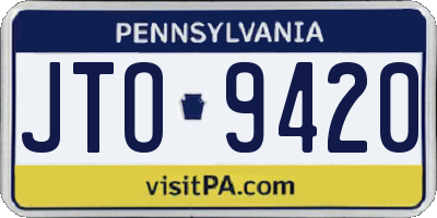 PA license plate JTO9420