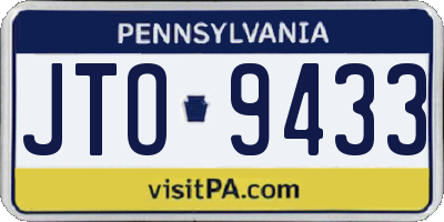 PA license plate JTO9433