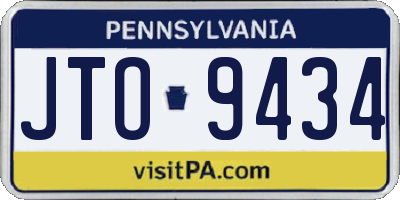 PA license plate JTO9434