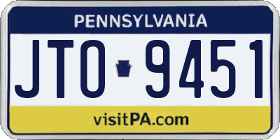 PA license plate JTO9451