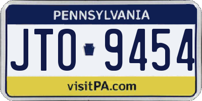 PA license plate JTO9454